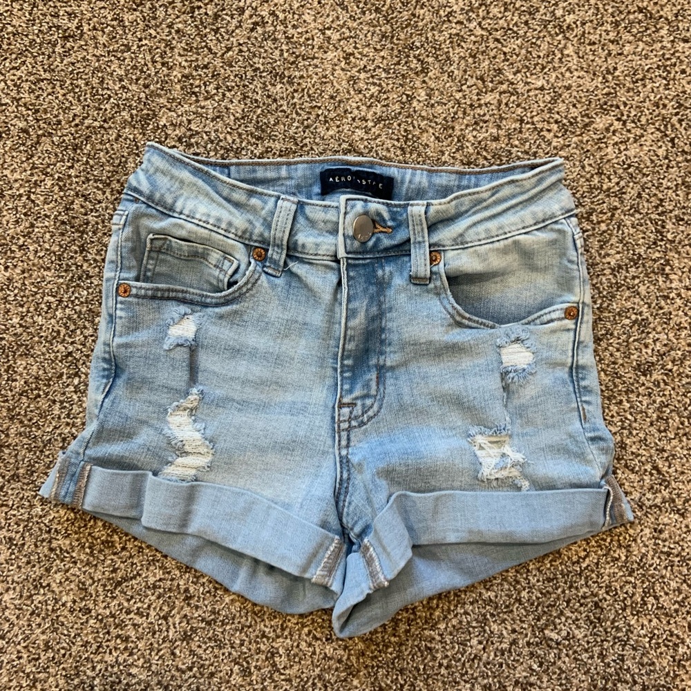 Denim Blue High Rise Midi Women Shorts